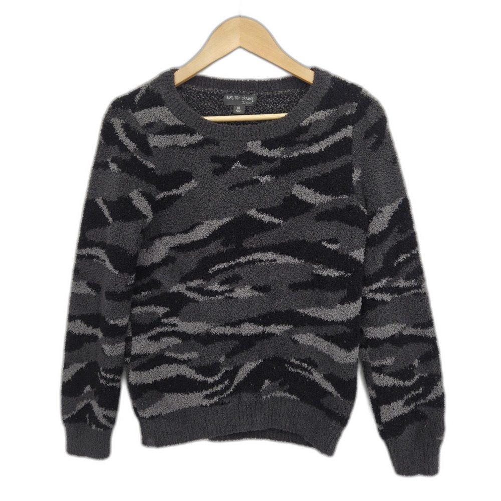 Barefoot Dreams Cozychic Seaside Crew Neck Pullover Sweater Gray Camo Size XS
